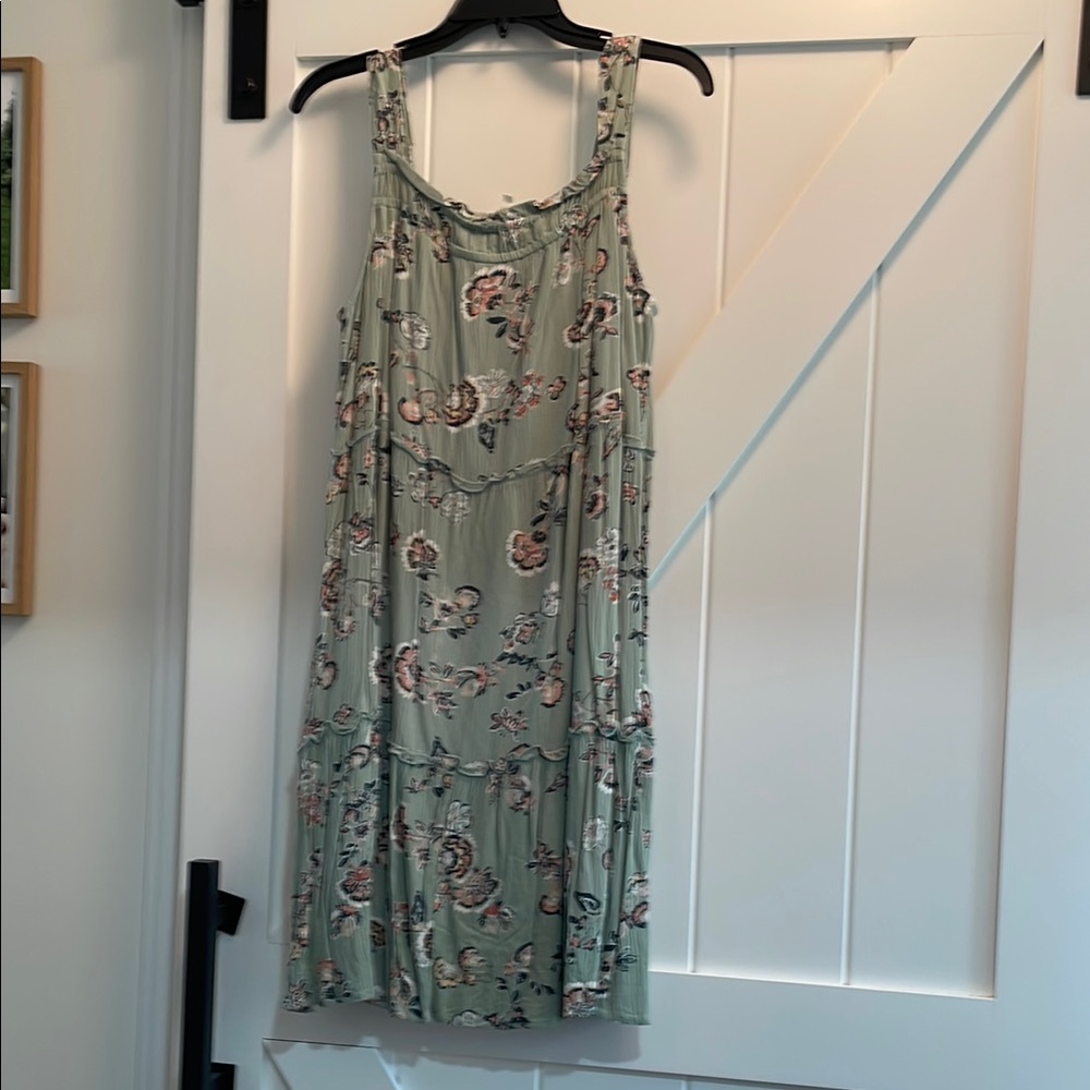Maurices Sage Green Floral Tiered Midi Dress
